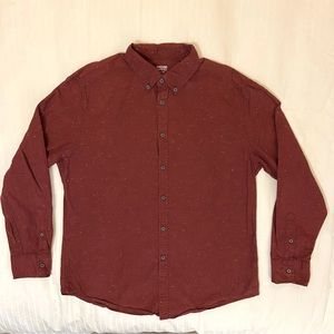 MOSSIMO Supply Co. long-sleeve collared red w/ white speck button up shirt sz L